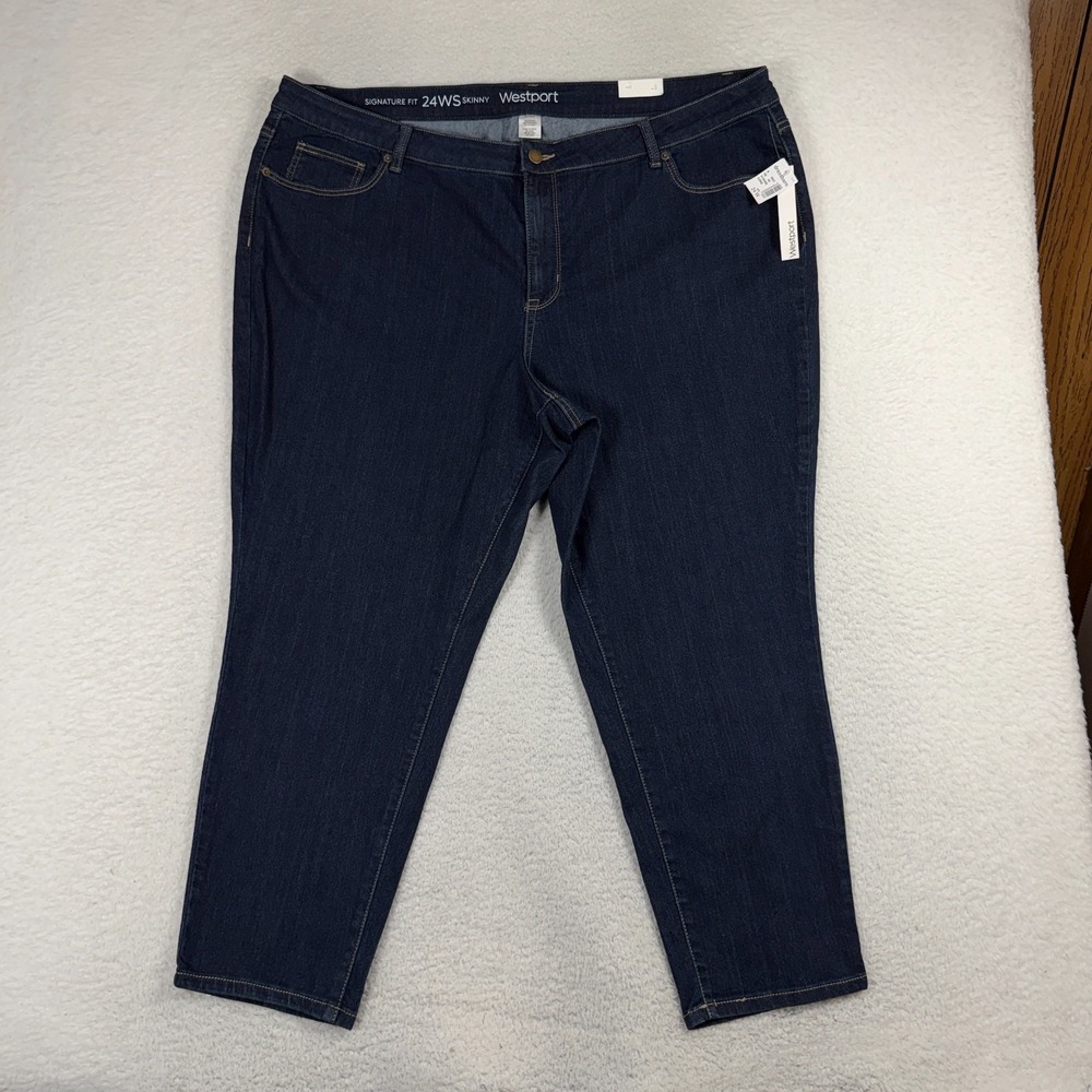 Westport Women's Signature Fit 24WS (43.5x26) Dark Wash Denim Jeans Skinny NWT